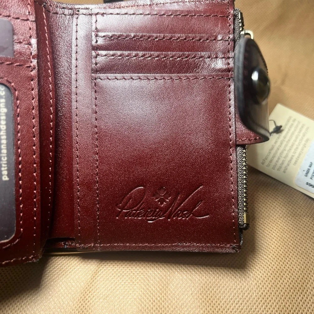 NWT Patricia Nash Chiara Greek Map Leather Bi-Fold Wallet